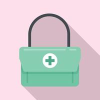 First aid kit bag icon, flat style vector