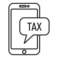 icono de teléfono inteligente de impuestos, estilo de esquema vector