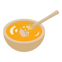 Honey bowl icon, isometric style vector