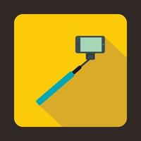 Selfie stick and smartphone icon, flat style vector