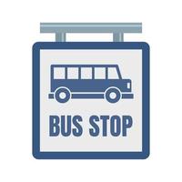 Bus stop station sign icon, flat style vector