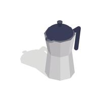 Steel coffee pot icon, isometric 3d style vector