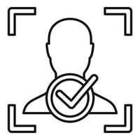 Approved face recognition icon, outline style vector