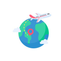 passenger plane flying on the world map vacation travel ideas png