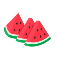 in Stücke geschnittene Wassermelonenfrucht mit Samen in erfrischendem Essen im Sommer png