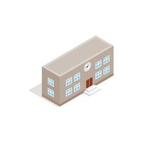 School building icon, isometric 3d style vector