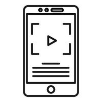 Smartphone screen recording icon, outline style vector