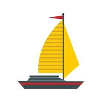 Boat with yellow sail icon, flat style vector