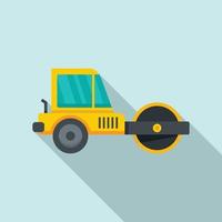 Machine road roller icon, flat style vector