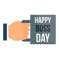 Happy boss day cup icon, flat style vector