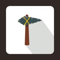 Ancient stone axe icon, flat style vector