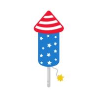 cohete de fuegos artificiales de bandera estadounidense para el cielo para celebrar la declaración de independencia estadounidense. png