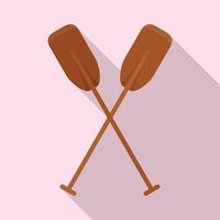 Wood crossed paddle icon, flat style vector