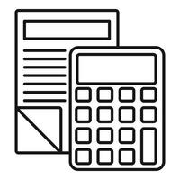 Papers calculator icon, outline style vector