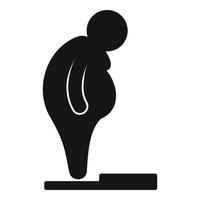 Overweight man on scales icon, simple style vector