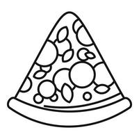 Tasty pizza slice icon, outline style vector