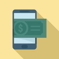 Cash digital wallet icon, flat style vector