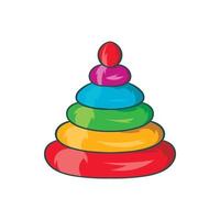 Toy pyramid icon, cartoon style vector