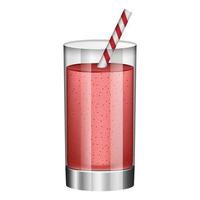 Red smoothie in glass mockup, realistic style vector