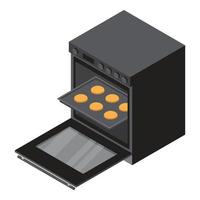 Gas oven icon, isometric style vector