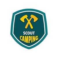 logotipo de camping scout, estilo plano vector