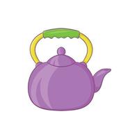 icono de tetera violeta, estilo de dibujos animados vector