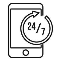 24 hours service center icon, outline style vector