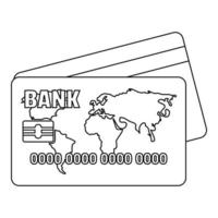 icono de tarjeta de crédito, estilo de esquema. vector