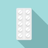 Pills pack icon, flat style vector