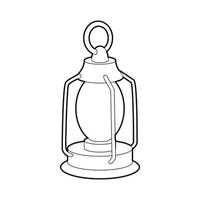 icono de lámpara de queroseno, estilo de esquema vector
