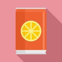 icono de refresco de naranja saludable, estilo plano vector