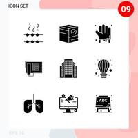 User Interface Pack of 9 Basic Solid Glyphs of apartment call bloody number telephone Editable Vector Design Elements