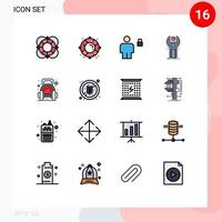paquete de línea de vector editable de 16 líneas simples llenas de color plano de kit app rescate sdk elementos de diseño de vector creativo editable bloqueado