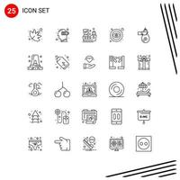 Set of 25 Commercial Lines pack for give bag ship visible open Editable Vector Design Elements