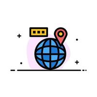 World Map Navigation Location  Business Flat Line Filled Icon Vector Banner Template