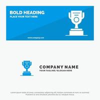 Job Worker Award Cup SOlid Icon Website Banner and Business Logo Template vector