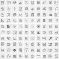 paquete de 100 iconos de líneas universales para móviles y web vector