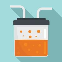 Boiling pipe flask icon, flat style vector