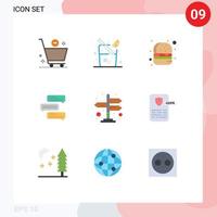 Universal Icon Symbols Group of 9 Modern Flat Colors of arrows directions fast food talks comments Editable Vector Design Elements