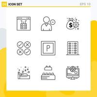 Universal Icon Symbols Group of 9 Modern Outlines of tick cross profile creative management Editable Vector Design Elements