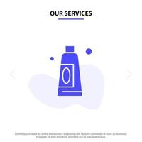 Our Services Cream Cleaning Clean Solid Glyph Icon Web card Template vector