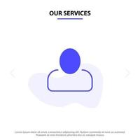 Our Services Administrator Man User Solid Glyph Icon Web card Template vector