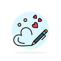 Pen Love Heart Wedding Abstract Circle Background Flat color Icon vector