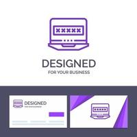 Creative Business Card and Logo template Laptop Computer Lock Security Vector Illustration
