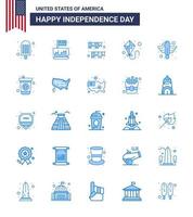 Set of 25 Modern Blues pack on USA Independence Day animal flying american day summer party Editable USA Day Vector Design Elements