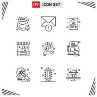 9 Icons Line Style Grid Based Creative Outline Symbols for Website Design Simple Line Icon Signs Isolated on White Background 9 Icon Set vector