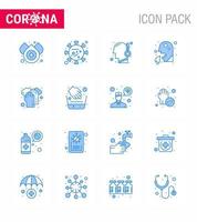 16 Blue viral Virus corona icon pack such as healthcare man virus healthcare vomit viral coronavirus 2019nov disease Vector Design Elements