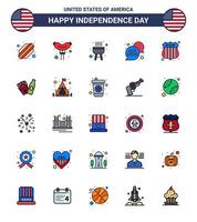 25 USA Flat Filled Line Pack of Independence Day Signs and Symbols of frise usa police cook investigating chat bubble Editable USA Day Vector Design Elements