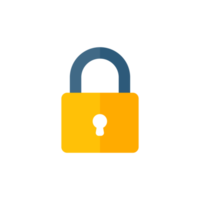 yellow padlock for locking the information on the computer data encryption concept png