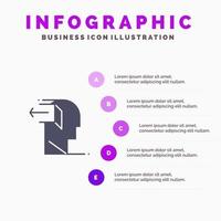 puerta mente negativo fuera lanzamiento sólido icono infografía 5 pasos presentación antecedentes vector